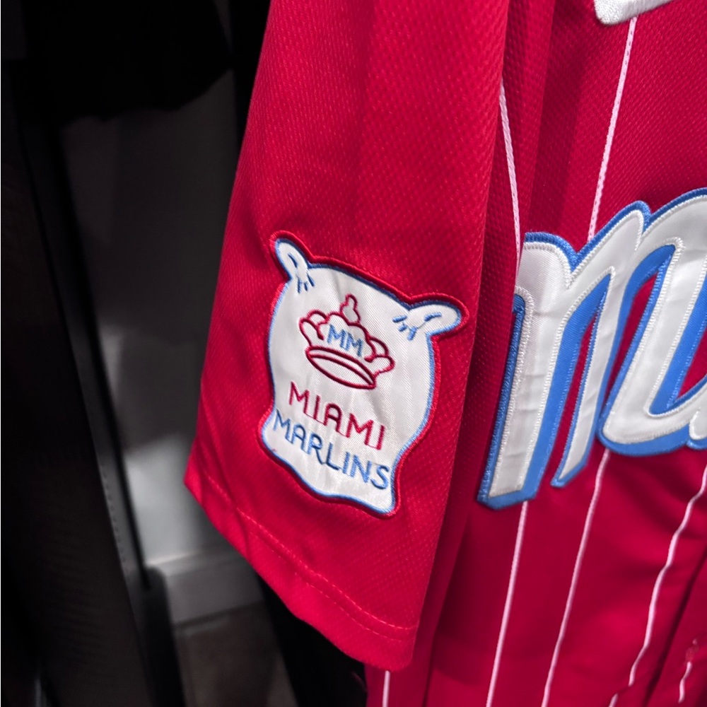 Nike Red Pinstripe Miami Marlins Sugar Kings Jersey - Picture 2 of 7